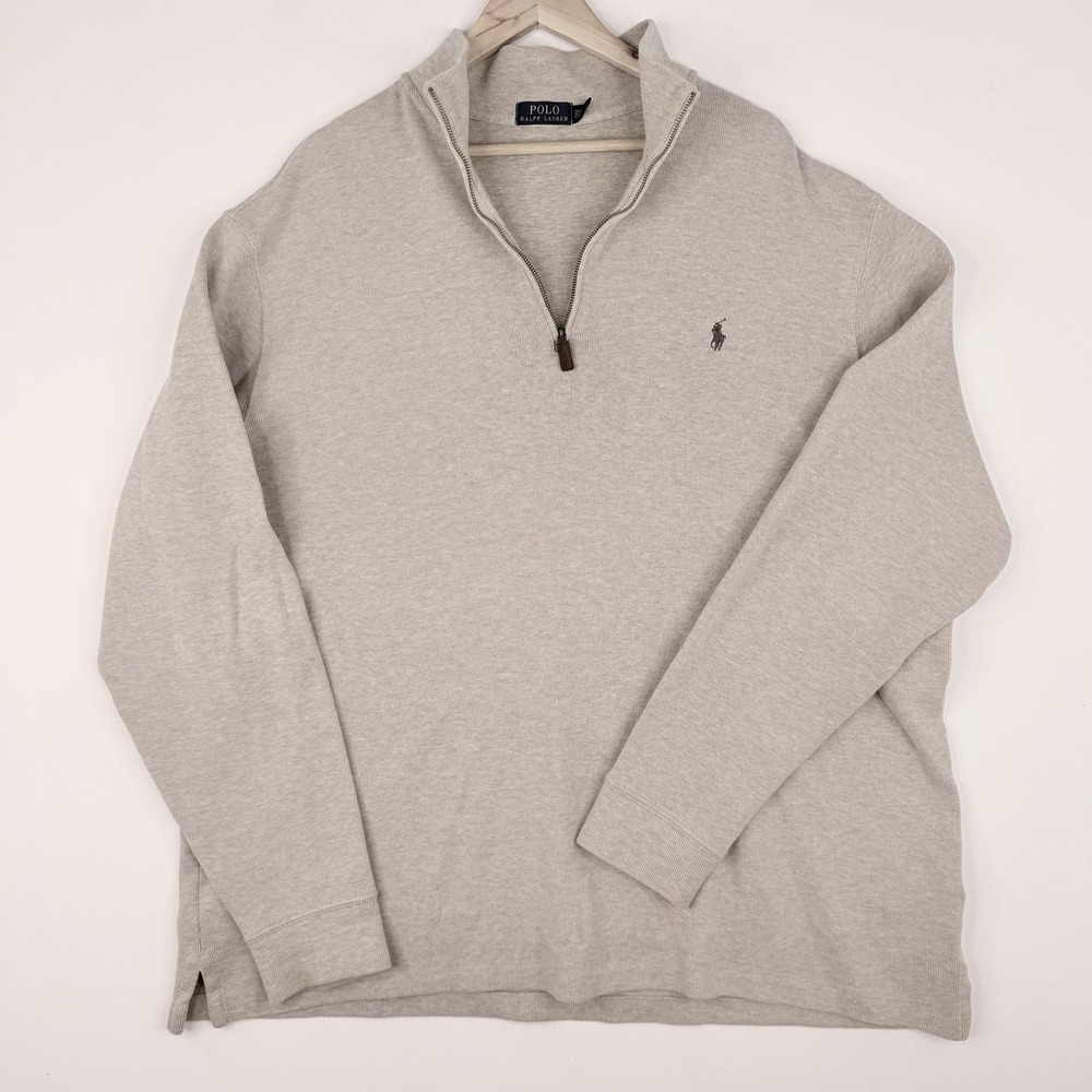 Polo Ralph Lauren  1/4 Quarter Zip Pullover SZ-2XLT Beige Cotton Sweater